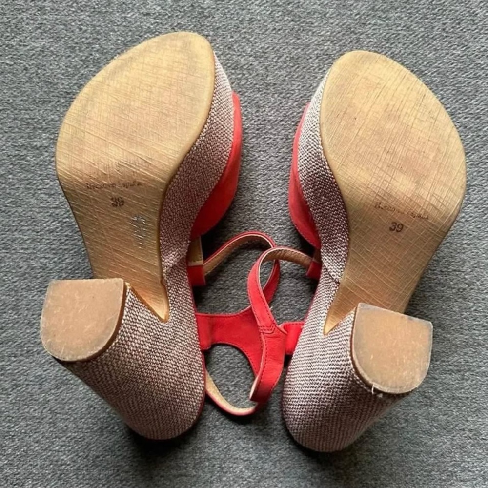 Anthropologie Suede Glitz Metallic Fabric Platform Sandal Size 8.5 - Picture 4 of 8